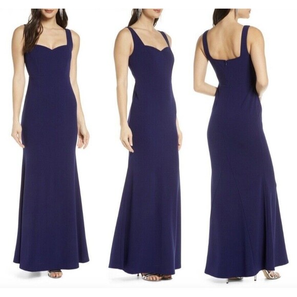 Lulus Dress Size XL Sweetest Thing Navy Blue Mermaid Maxi Sweatheart - Picture 1 of 7